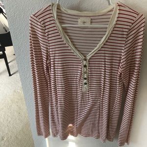 Anthropologie t.la henley top with red stripes